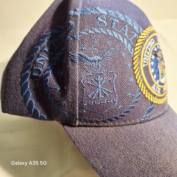 United States Air Force Navy Blue Baseball Cap With Embroidered Seal & Text "No - Picture 3 of 6